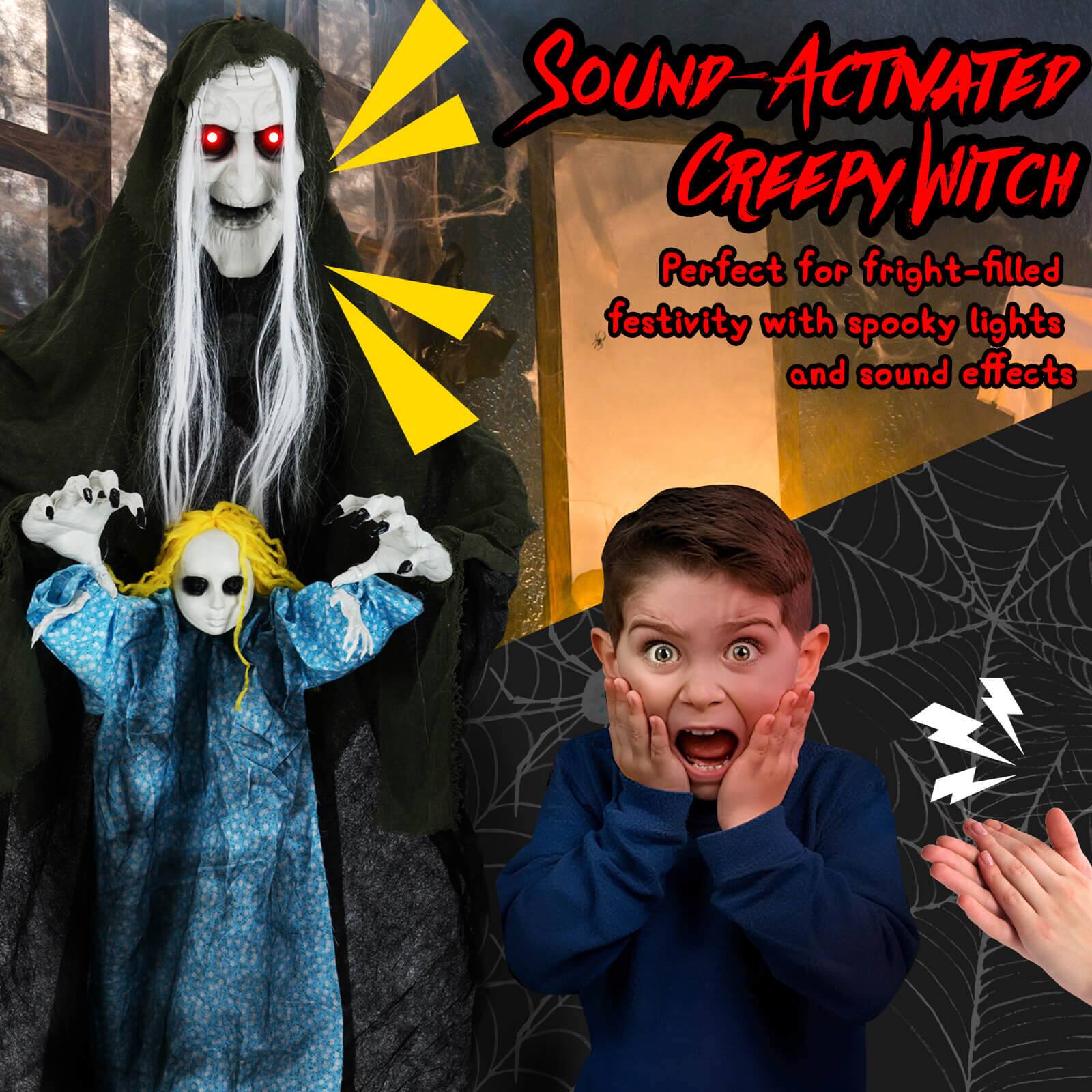 Sound-Activated Creepy Witch  
Perfect for fright-filled festivity with spooky lights and sound effects