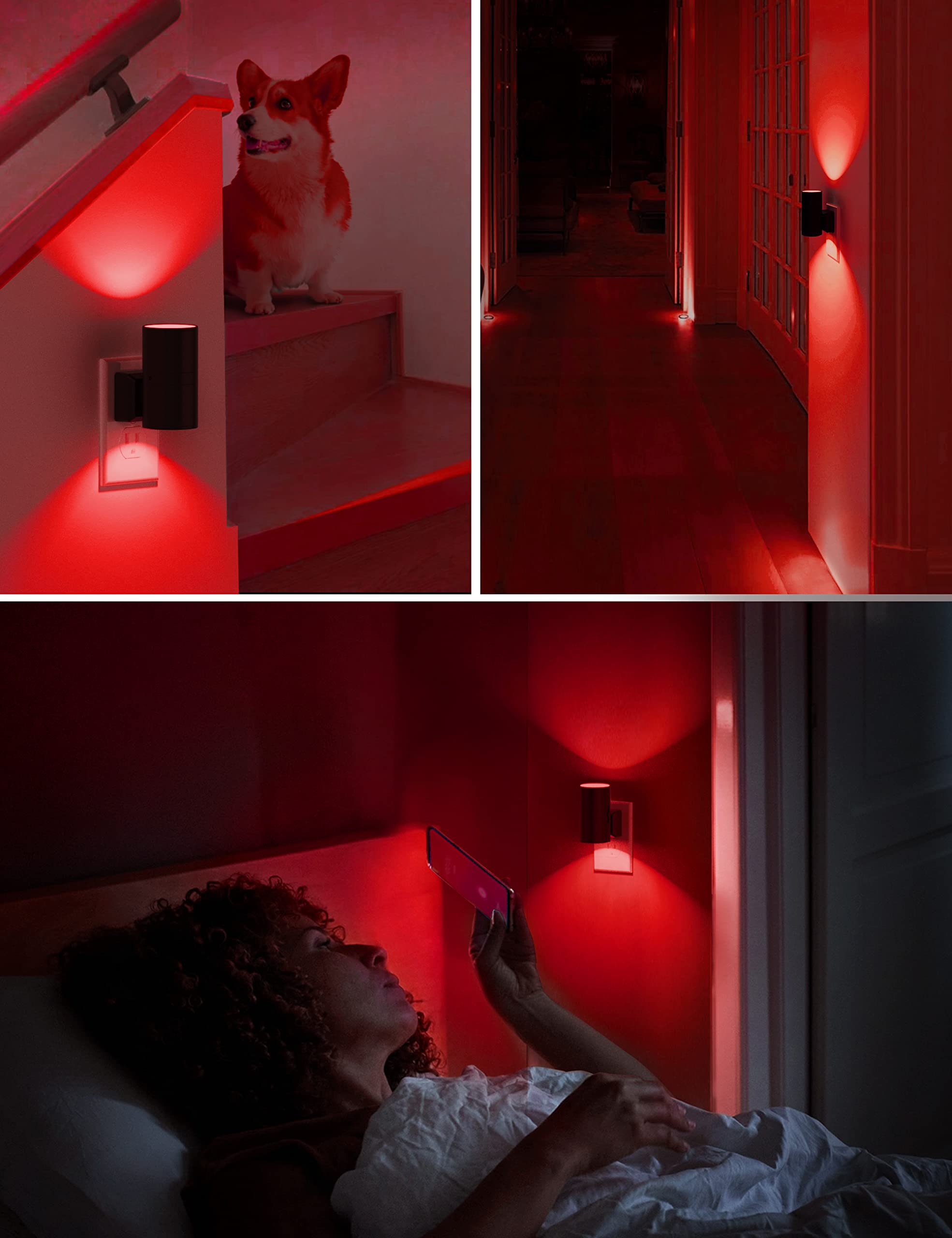 MAGICAL RUBS Red Night Light Lights Plug Into Wall With Sensor Sleep ...