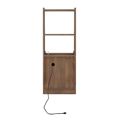 Back. LUCKY ONE - Set of 2 Assembled Nightstands with Charging Station Voice Light USB Lock - Wood.