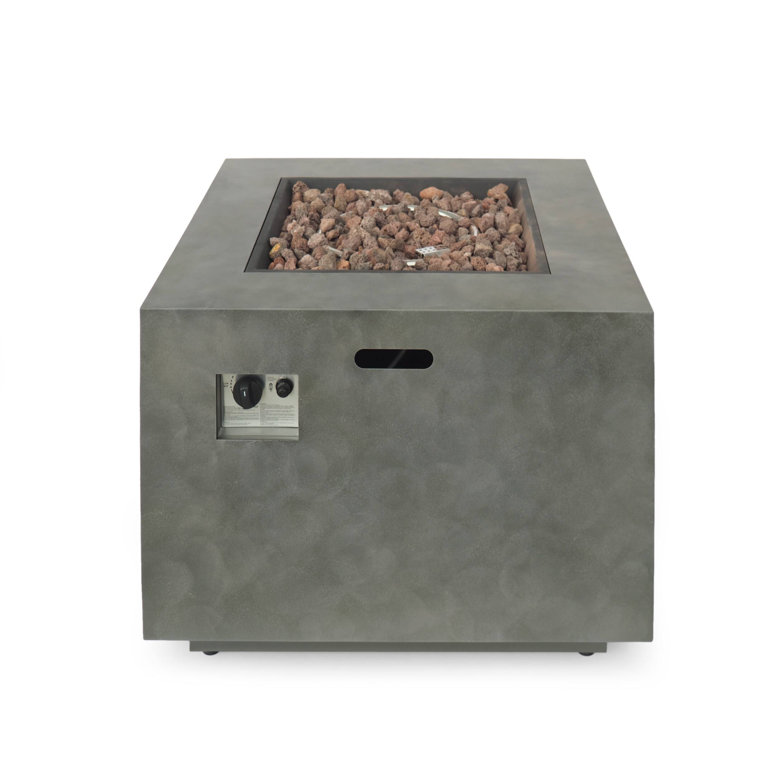 Angle. Dexmalle - Dexmalle-Square Iron Fire Pit-Gray.
