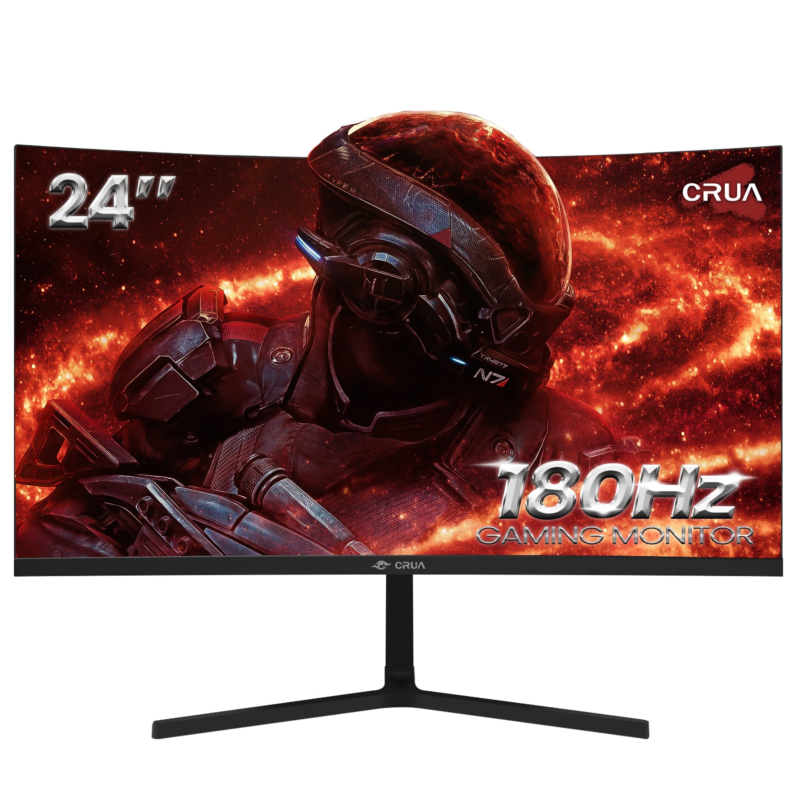 CRUA - 24" 165Hz/180Hz Curved Gaming Monitor,FHD 1080P Computer Monitor,FreeSync,120% SRGB,Low Motion Blur - Black