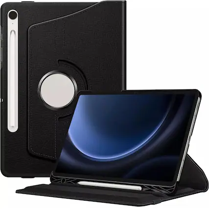 Front. Kitcheniva - 360 Degree Rotating Case For Samsung Galaxy Tab S9 FE 10.9 Inch Black - Black.