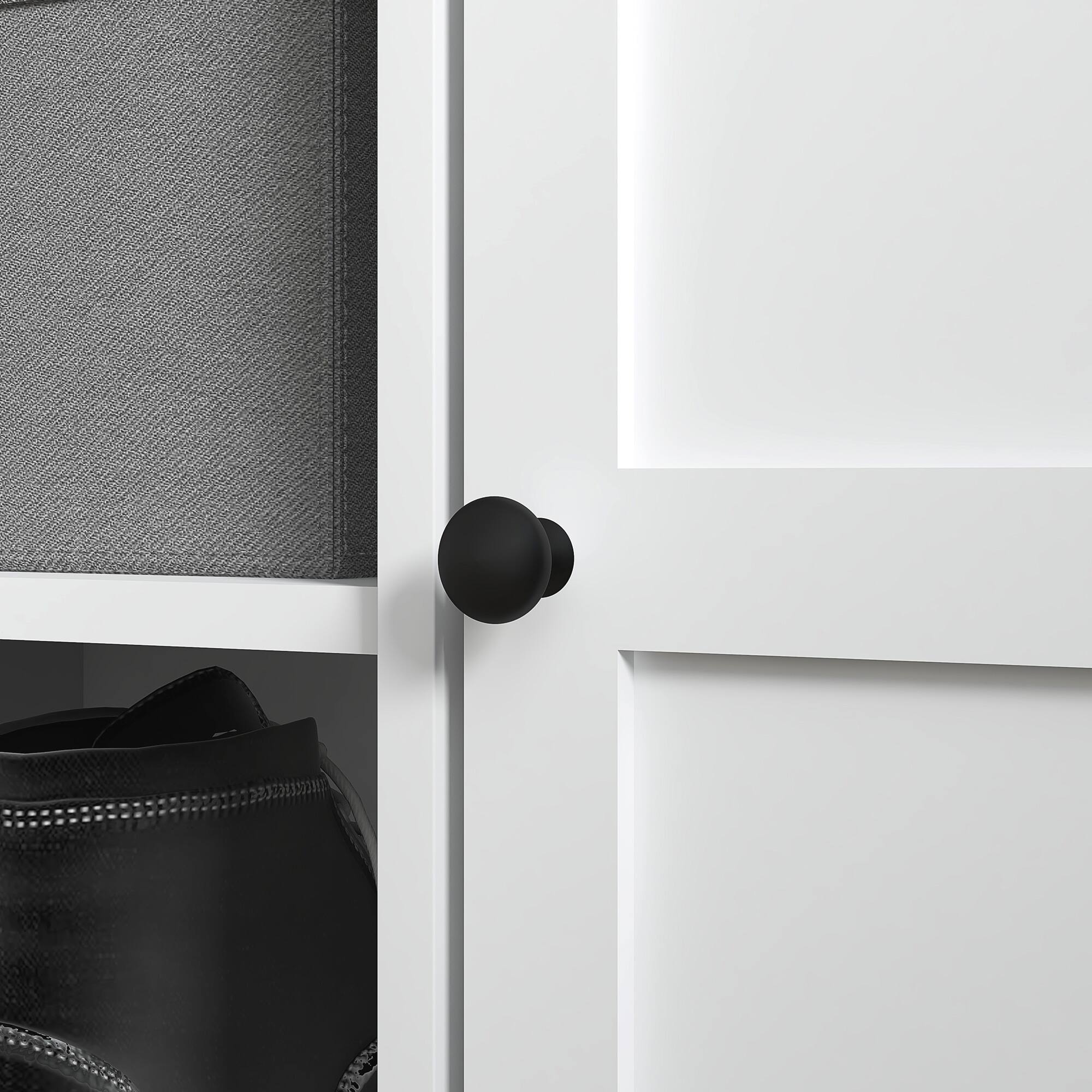 Alt View 7. Homcom - Shoe Bench w/ Storage Cabinets, Padded Seat & Adjustable Shelf - White.