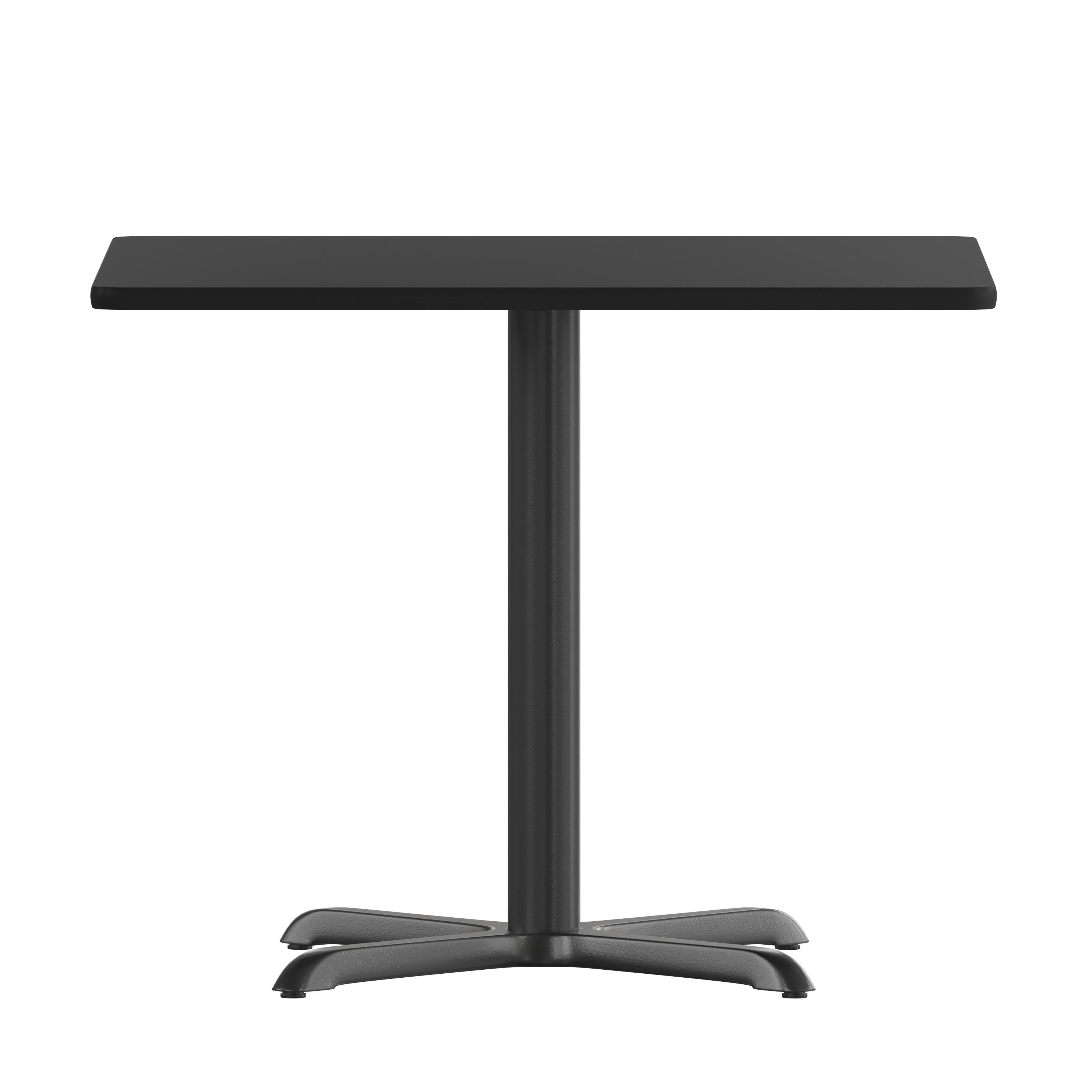 Angle. Flash Furniture - Carlton 36'' Square Black Laminate Table Set with X-Base and 4 Ladder Back Metal Chairs - Black Vinyl Seat - Black.