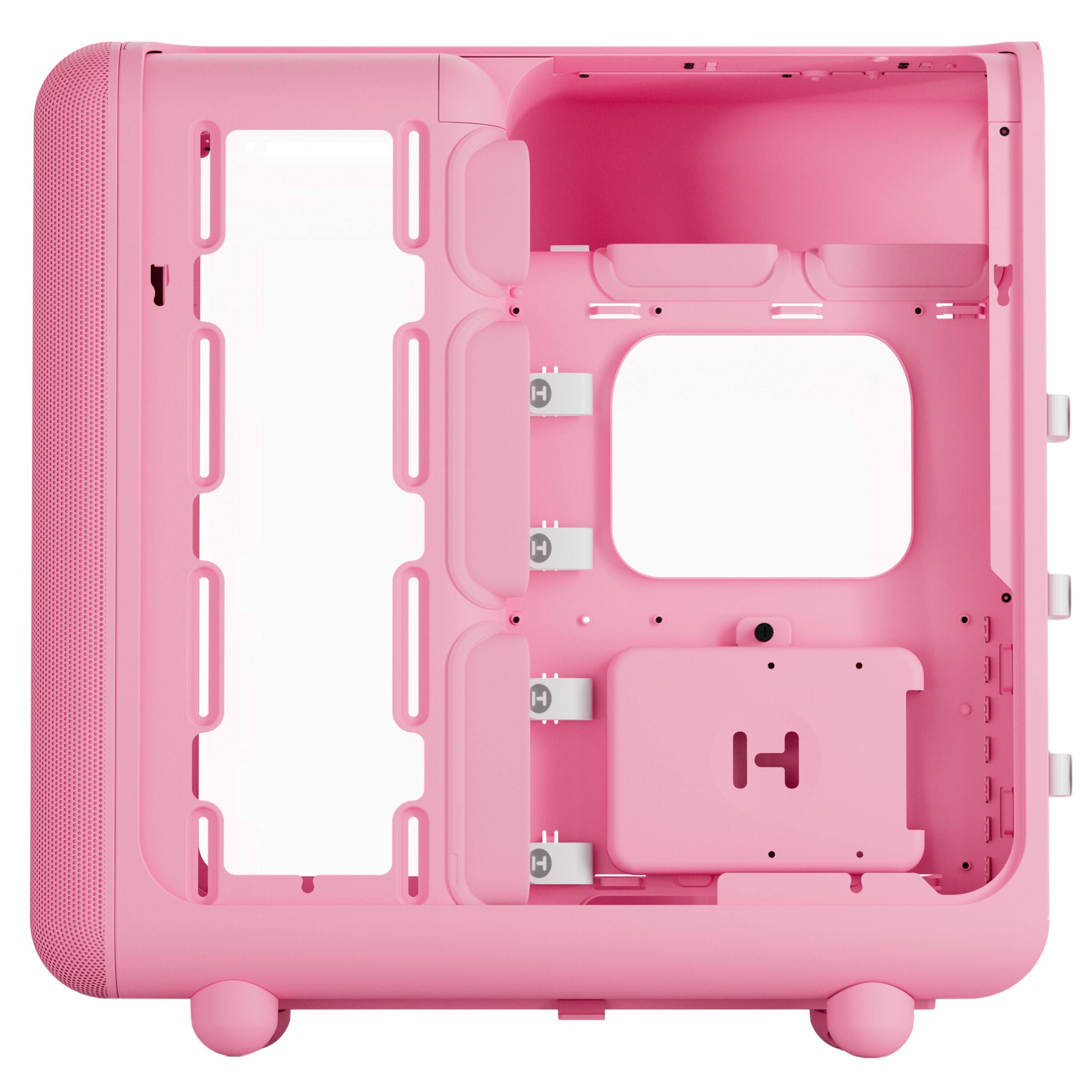 Left. HYTE - HYTE X50 Modern Performance ATX Mid-Tower PC Gaming Case - Strawberry Milk.