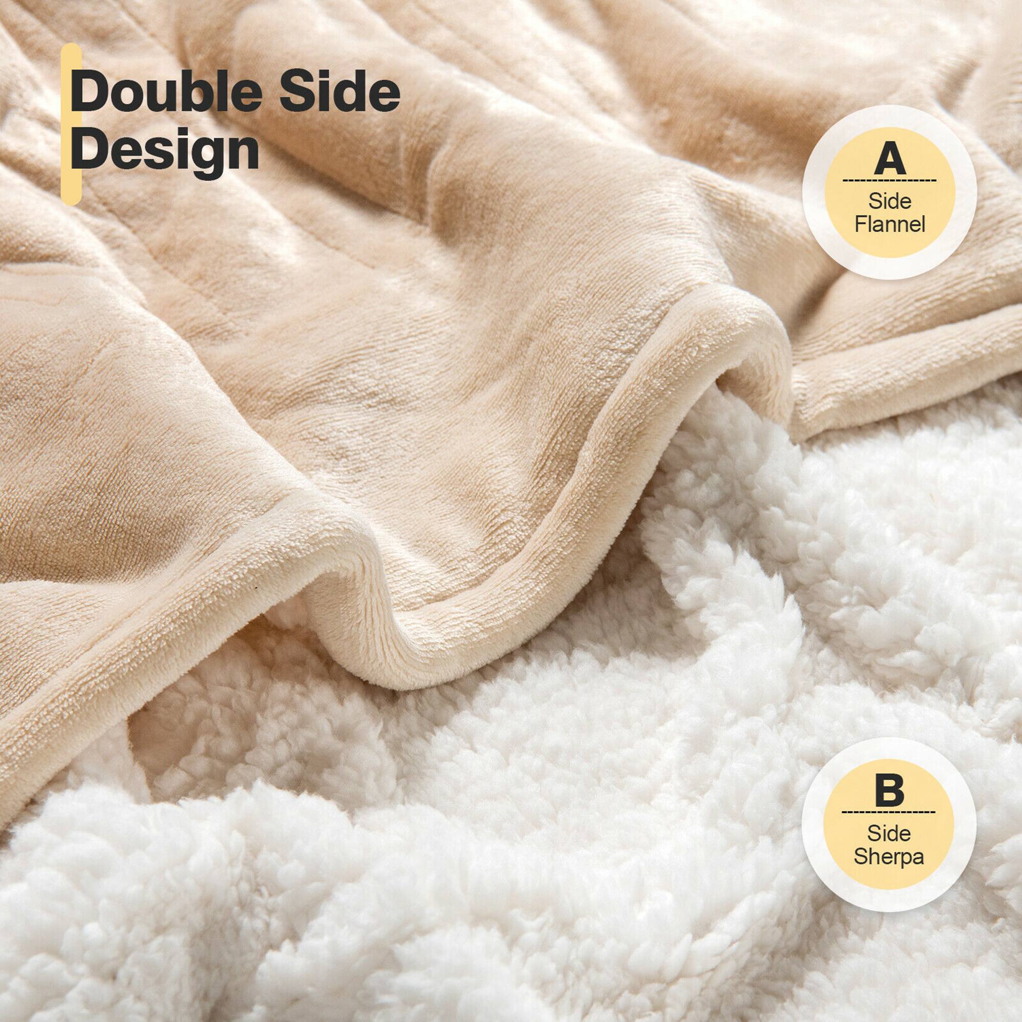 Double Side Design: A Side Flannel, B Side Sherpa