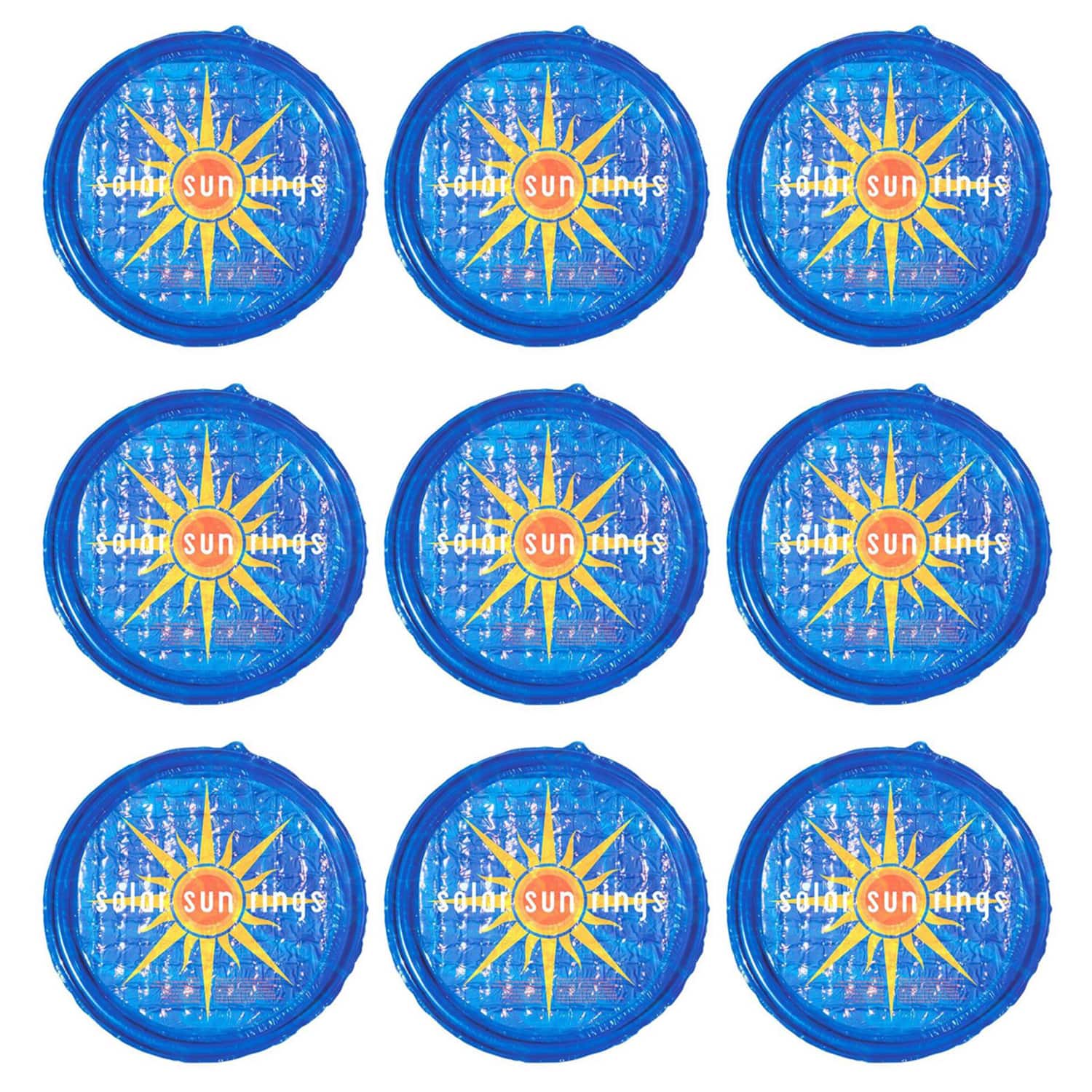 Solar Sun Rings - UV Resistant Pool Spa Heater Circular Solar Cover, Blue (9 Pack)