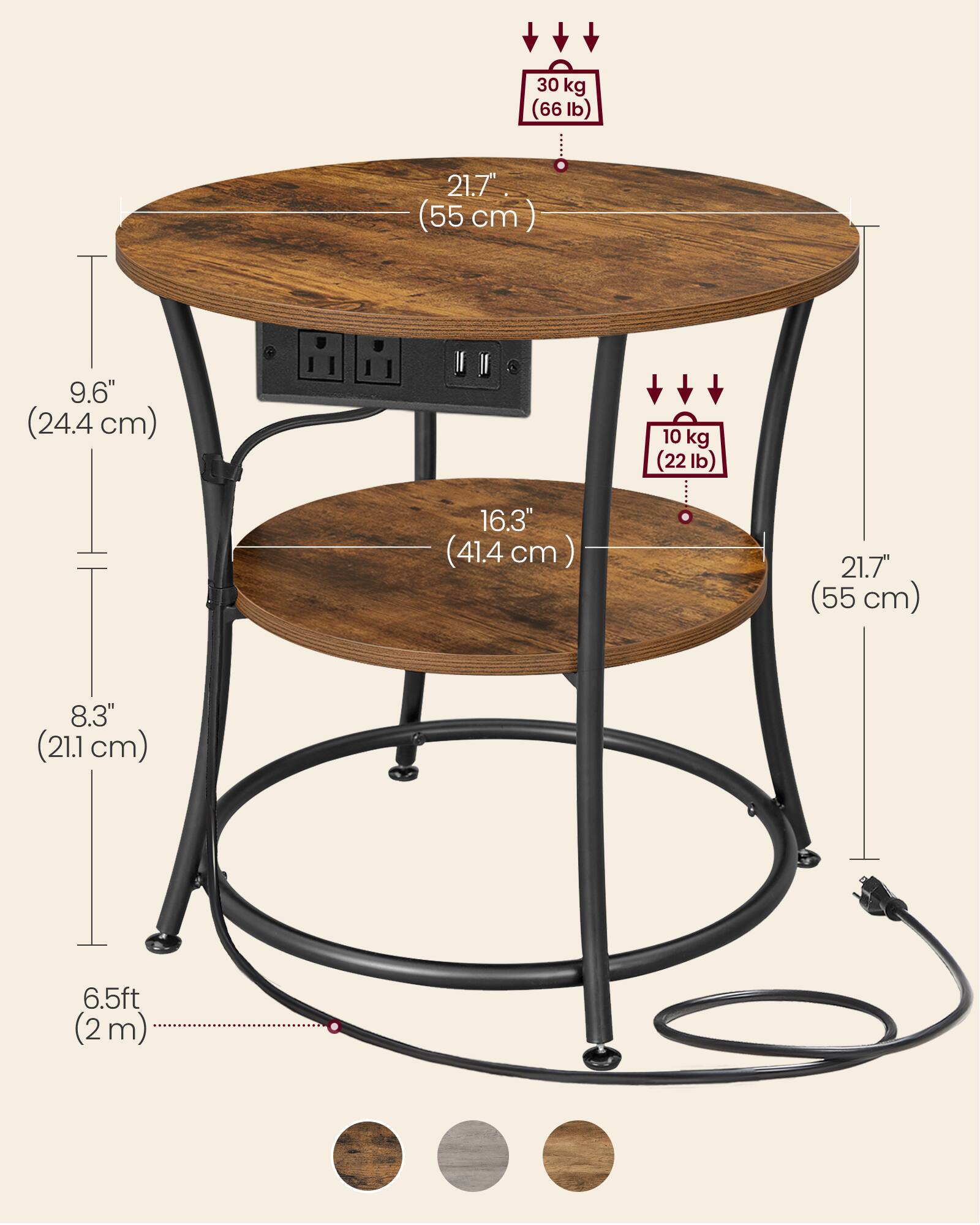 - 30 kg (66 lb)
- 21.7" (55 cm)
- 9.6" (24.4 cm)
- 10 kg (22 lb)
- 16.3" (41.4 cm)
- 21.7" (55 cm)
- 8.3" (21.1 cm)
- 6.5 ft (2 m)