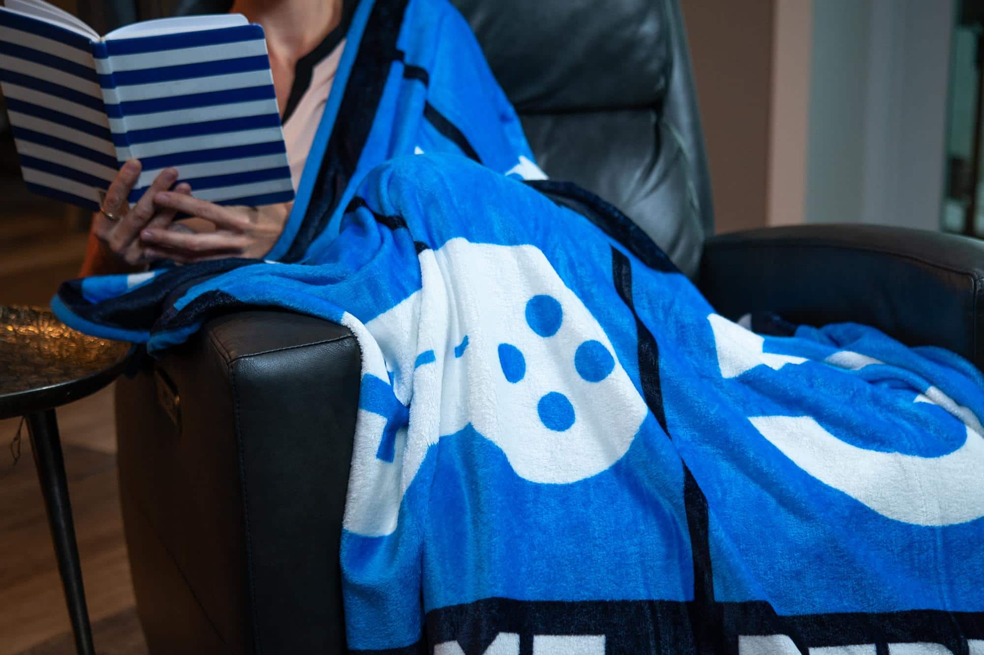 Alt View 3. Just Funky - Eat Sleep Game Repeat Large Gamer Fleece Throw Blanket | 60 x 45 Inches - Blue.