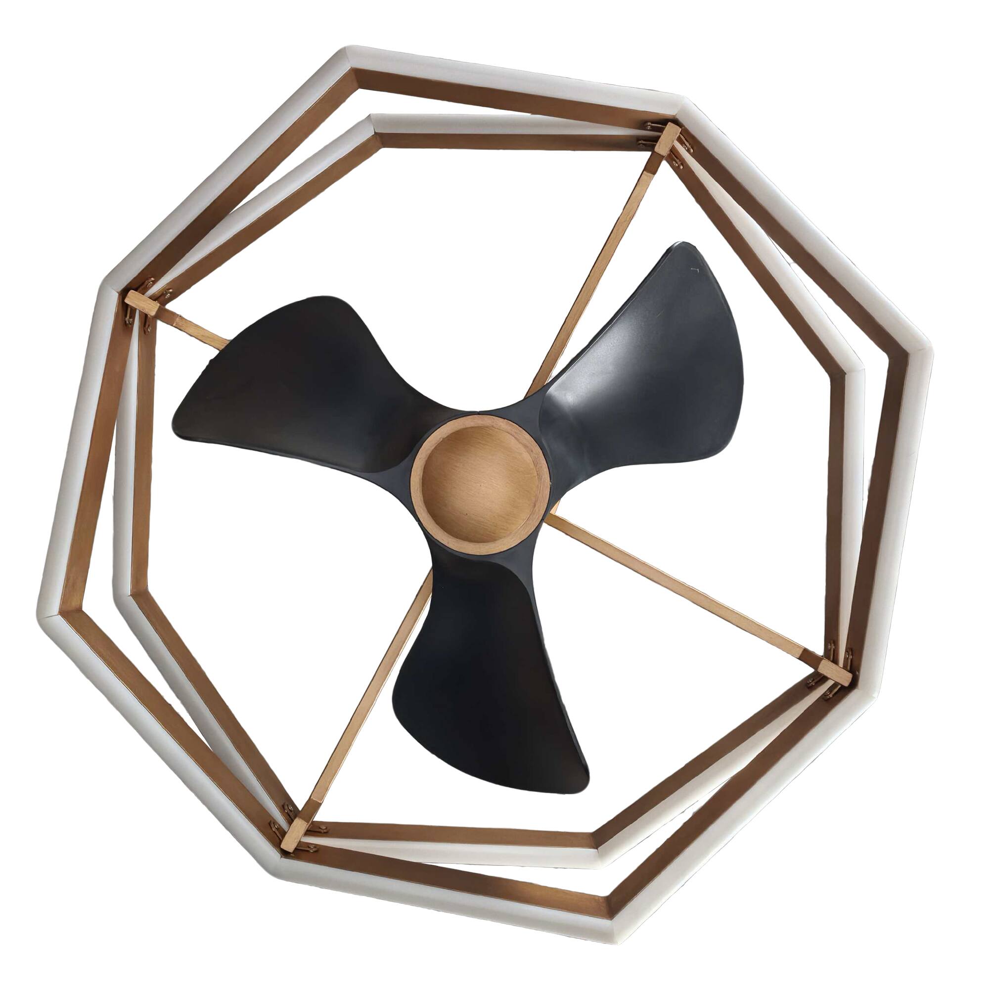 Alt View 10. Parrot Uncle - 30"Industrial Balck Antique Brass Irregular LED Fandelier Ceiling Fan with 6 speeds Remote - Brass.