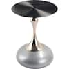 Front. LeisureMod - Savoy Black Circular Top End Table with Powder Coated Finish for Living Room/Offices - Silver.