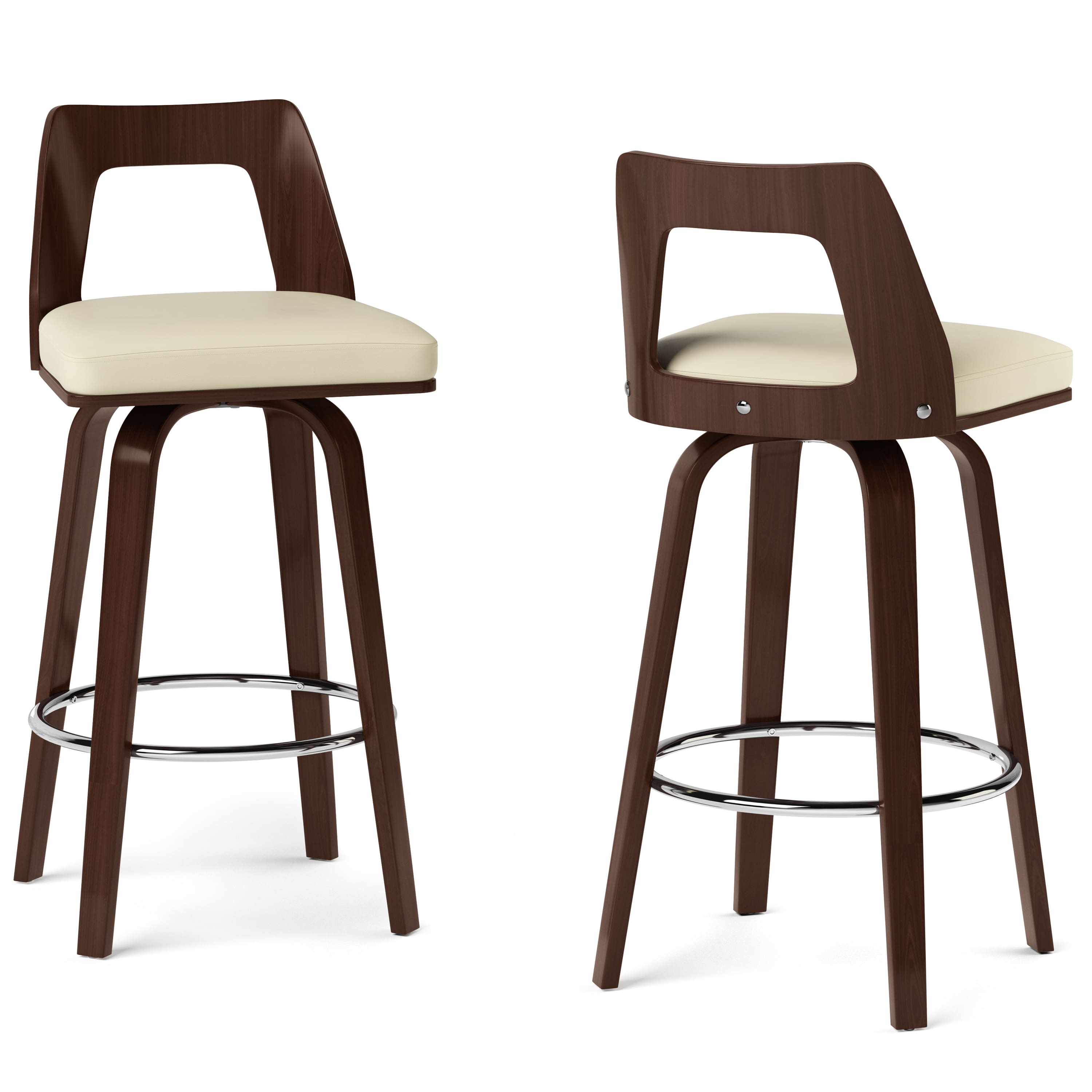 Angle. Simpli Home - Ellison Bentwood Bar Stool (Set of 2) - Cream.