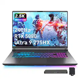 ASUS - ROG Strix G18 18" Gaming Laptop,Intel Ultra 9 275HX,32GB DDR5,1TB SSD+1TB Dock Set,GeForce RTX 5080,Win 11 - Gray