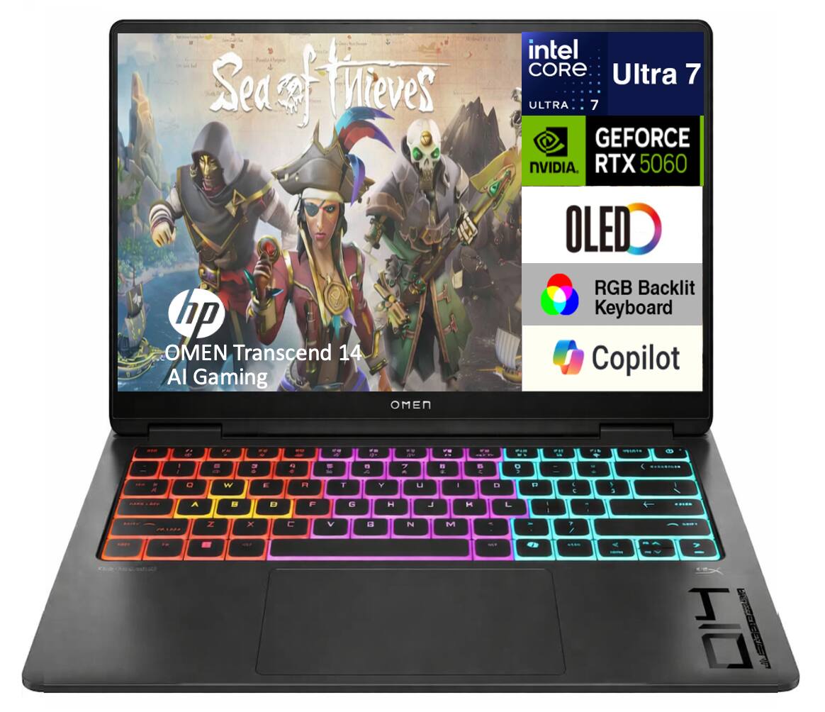 1. Sed of filteves hp OMEN Transcend 14 Al Gaming OMEN intel CORE Ultra 7 ULTRA : 7 GEFORCE NVIDIA. RTX 5060 OLED RGB Backlit Keyboard Copilot
2. - F - - -- -- -- - - - 1 - - - - a - - - 1 A 7 - " - n A O 5 { - - 0 W E FI T Y L - 1 1 4  1 : A - Ea F ES H J H L I I Z X C V L4 N M - - ?  - Y T