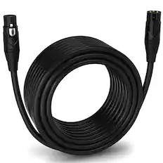 Front. Lyxpro - 75 ft Balanced XLR Cable, Male to Female, 3 Pin Microphone Cable - Black.