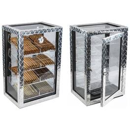 Prestige - Diamond Plate Display Humidor - Polished Industrial Diamond Plate Metal Exterior