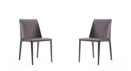 Manhattan Comfort - Paris Modern Vegan Leather Dining Chair - Set of 2 - Gray