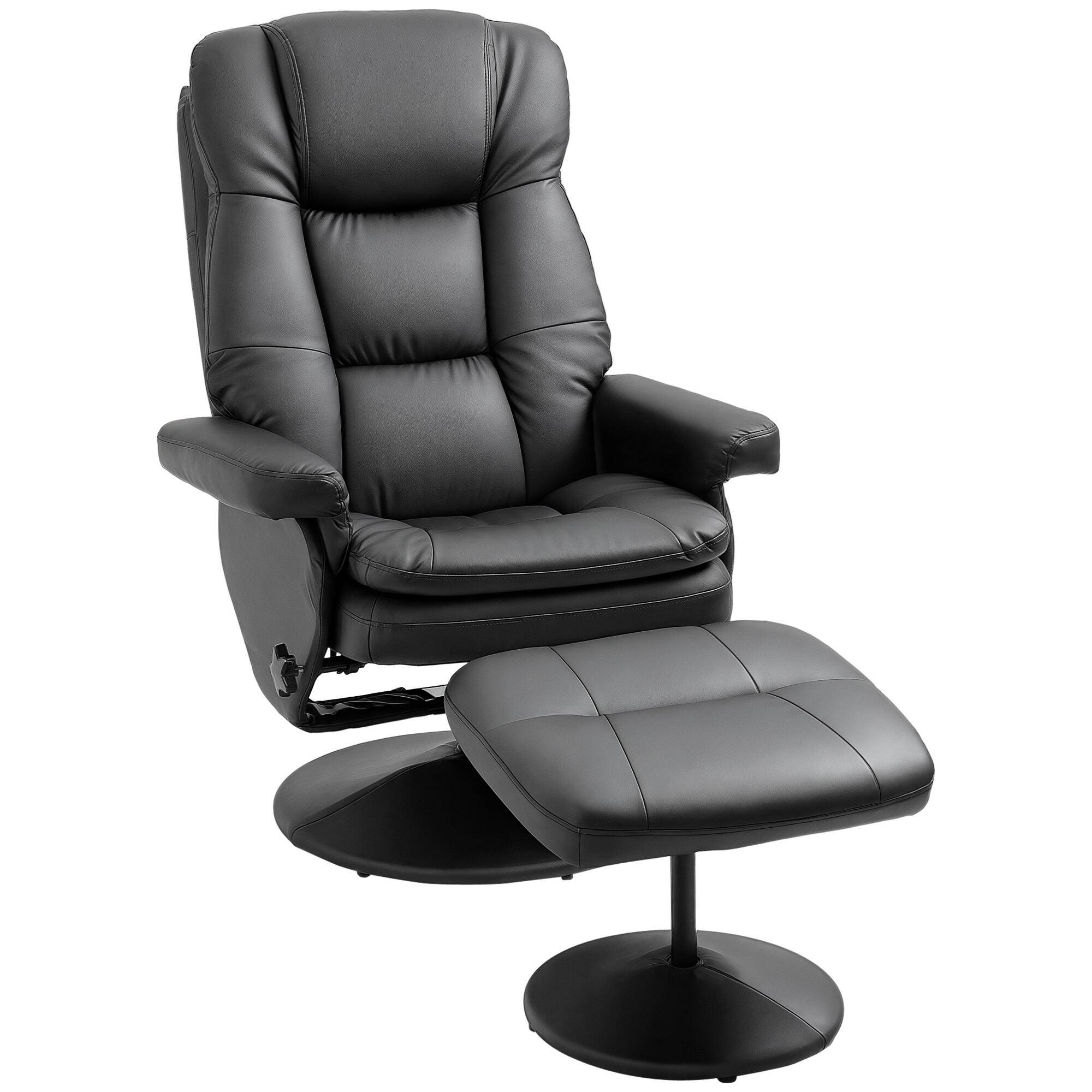 Homcom - Leather Recliner Chair with Ottoman - Black