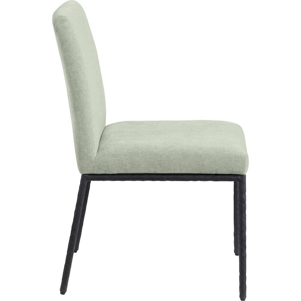 Alt View 3. Meridian Furniture - Reeves Mint Chenille Fabric Upholstered Dining Side Chair, Set of 2 - Black.