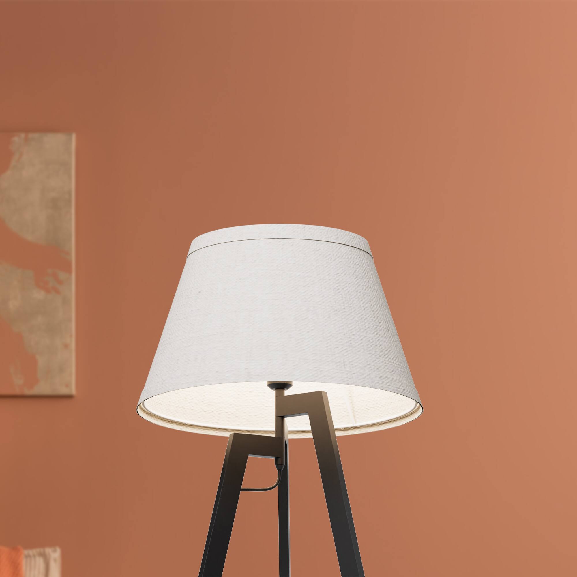 Angle. Infibrite - Architectural Tripod 27 Inch Table Lamp with Textured Shade, E26 Bulb Compatible - White.