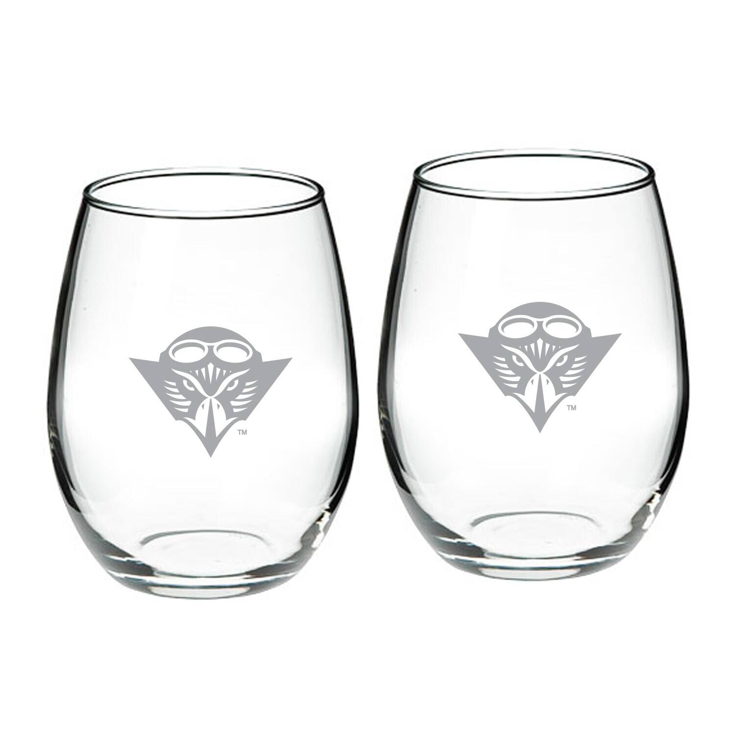 Front. Jardine - Tennessee-Martin Skyhawks 21oz. Two-Piece Stemless Wine Glass Set - Multicolor.