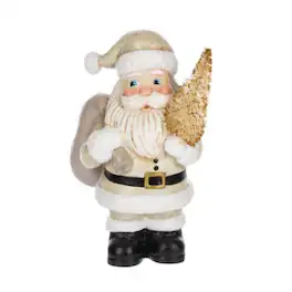 Ganz - Santa with Tree Christmas Figurine Small 5.5 Inch - White