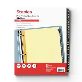 Staples - Pre-Printed A-Z Leatherette Dividers - Black