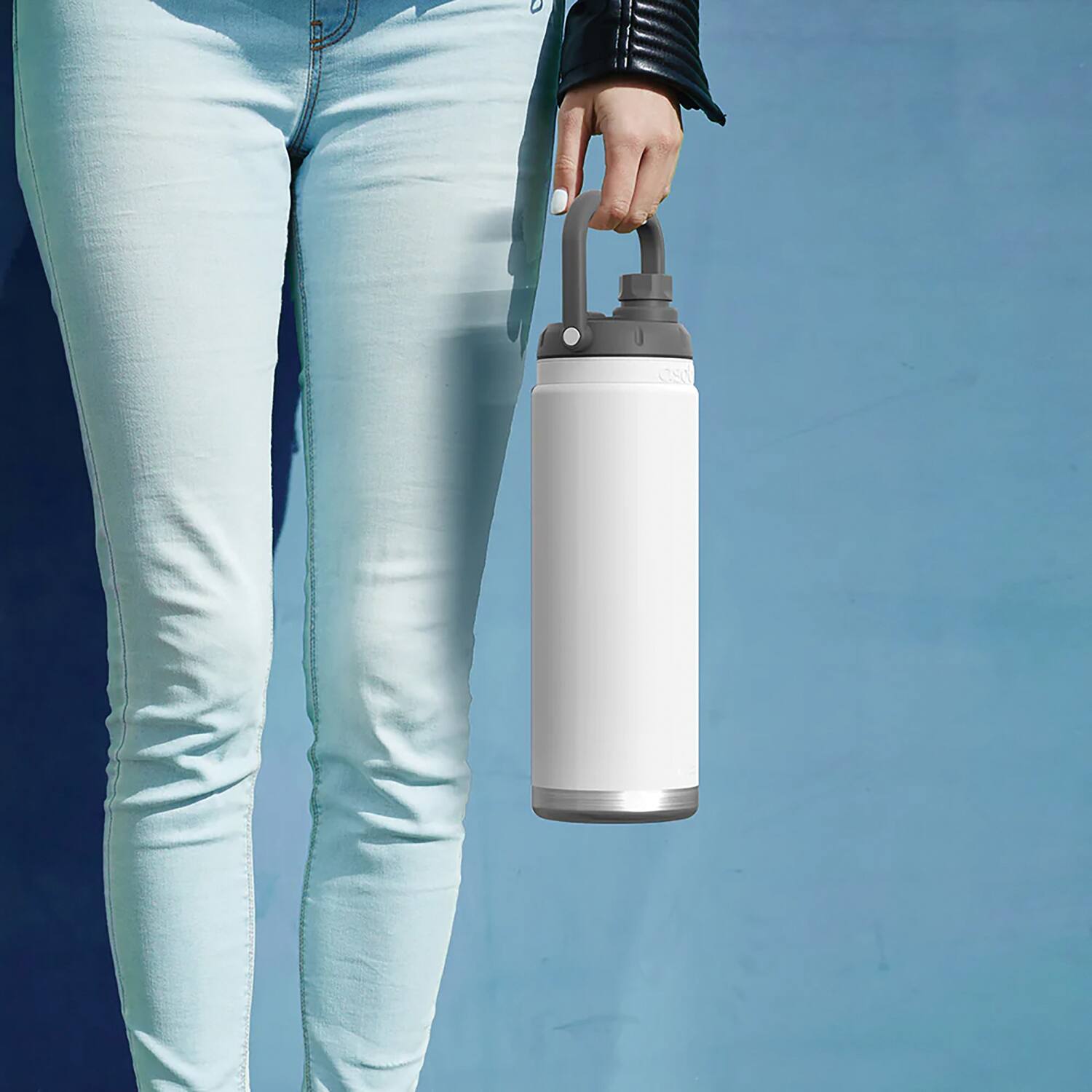 Angle. Asobu - Asobu Tmf7w Canyon 50-oz. Insulated Water Bottle With Full Hand Comfort Handle (white) - white.