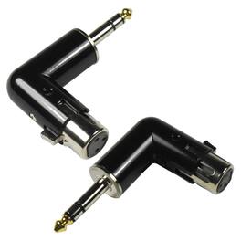 HQRP - 2-Pack XLR Female to 6.35 mm TRS Male Angle Adapter - Adjustable 4-Position Balanced Audio - Black