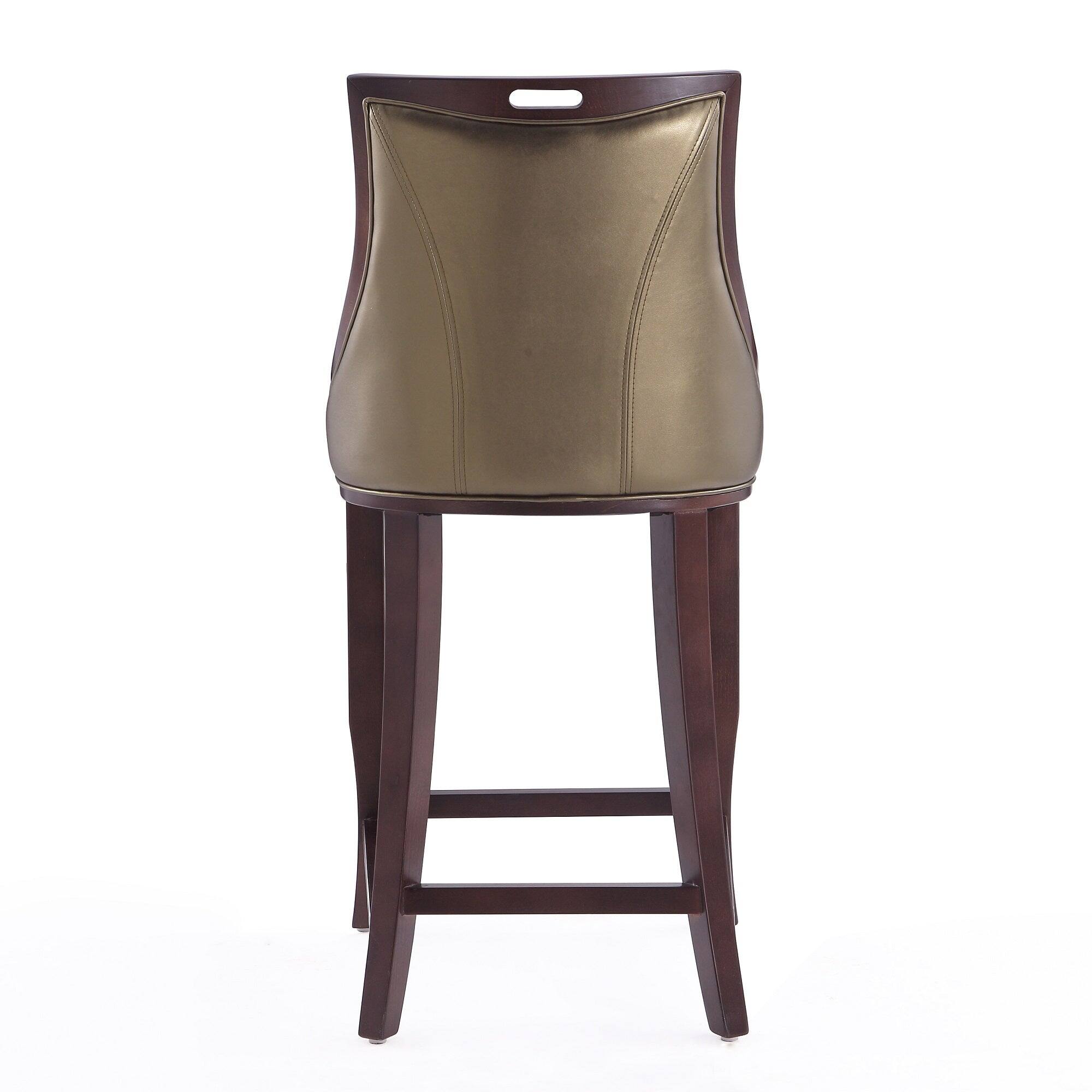 Alt View 3. Manhattan Comfort - Emperor Traditional Wood Upholstered Barstool - Bronze.