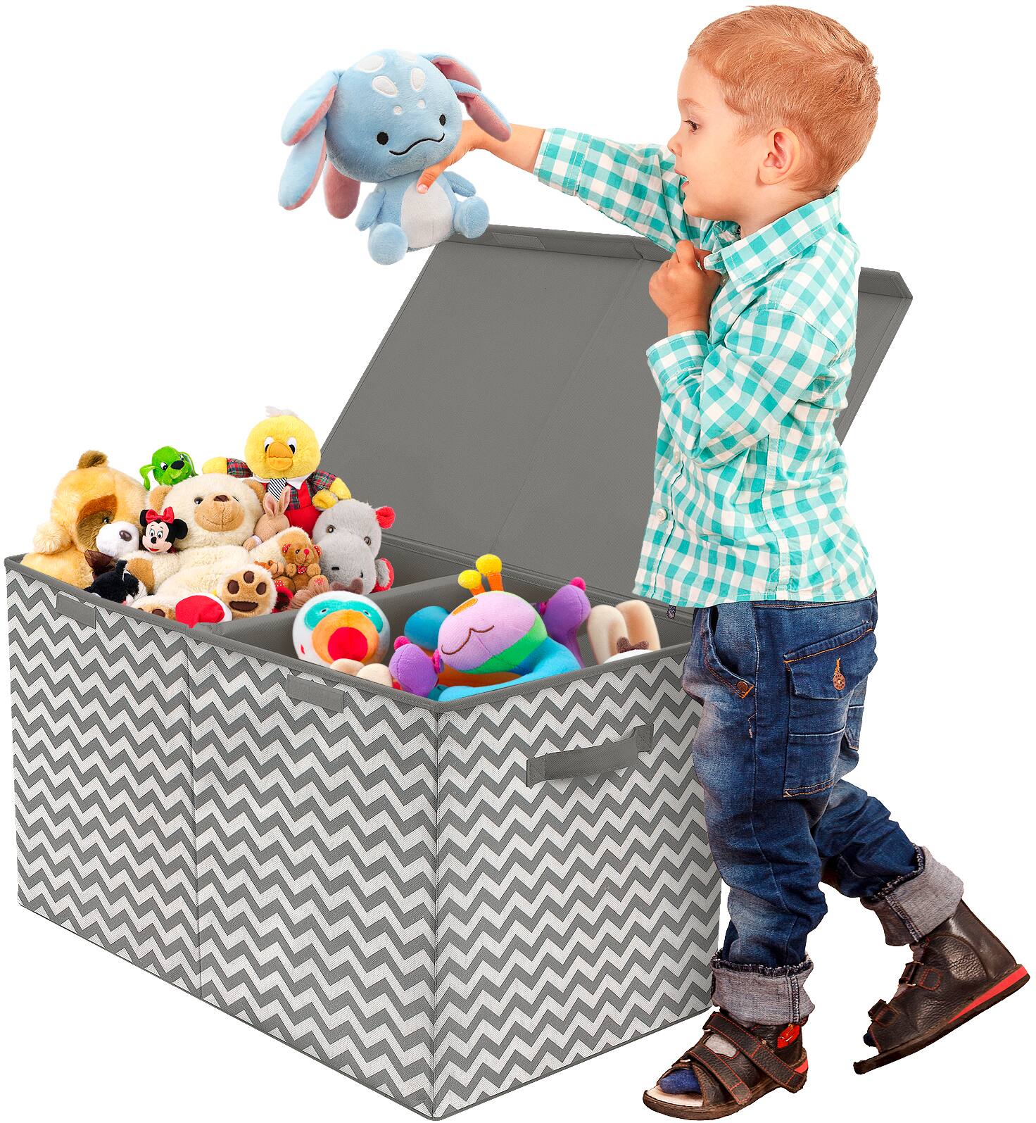 Alt View 4. Sorbus - Sorbus Toy Chest with Flip-Top Lid, Kids Collapsible Storage for Nursery, Playroom, Closet, Home Organization - Chevron Gray.