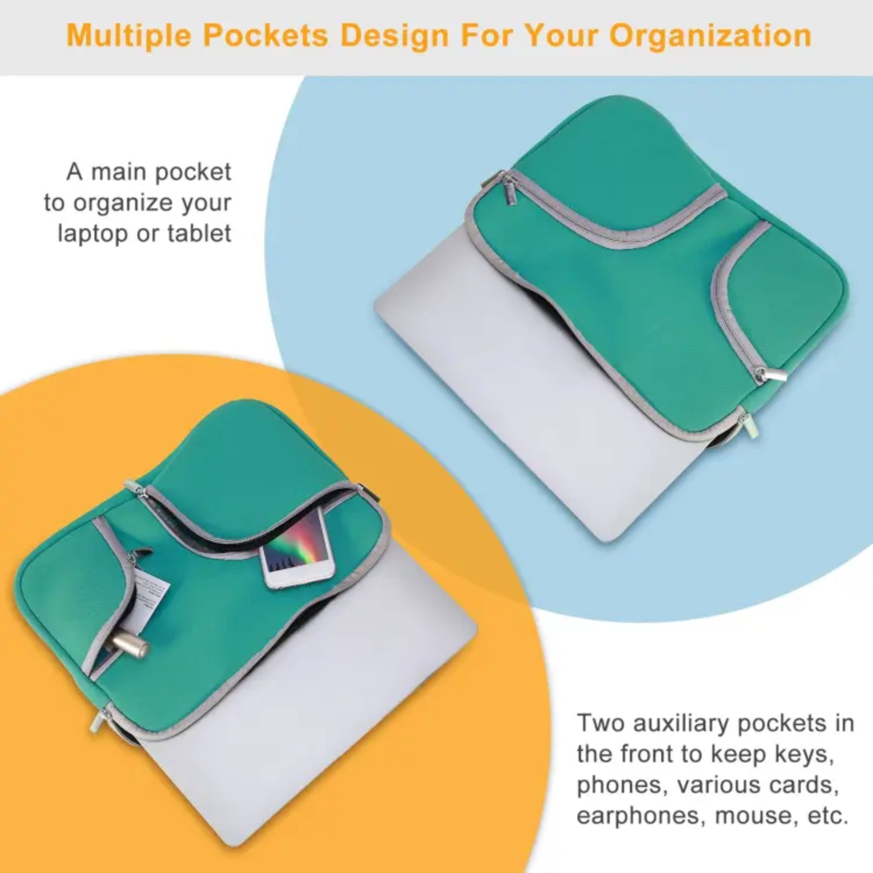 Multiple Pockets Design For Your Organization

- A main pocket to organize your laptop or tablet
- Two auxiliary pockets in the front to keep keys, phones, various cards, earphones, mouse, etc.
