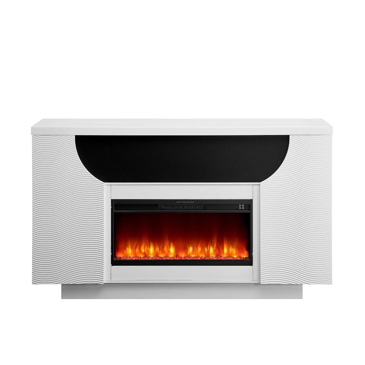 Front. Loheer - Loheer 76 inch electric fireplace with tv lift White Freestanding - White.