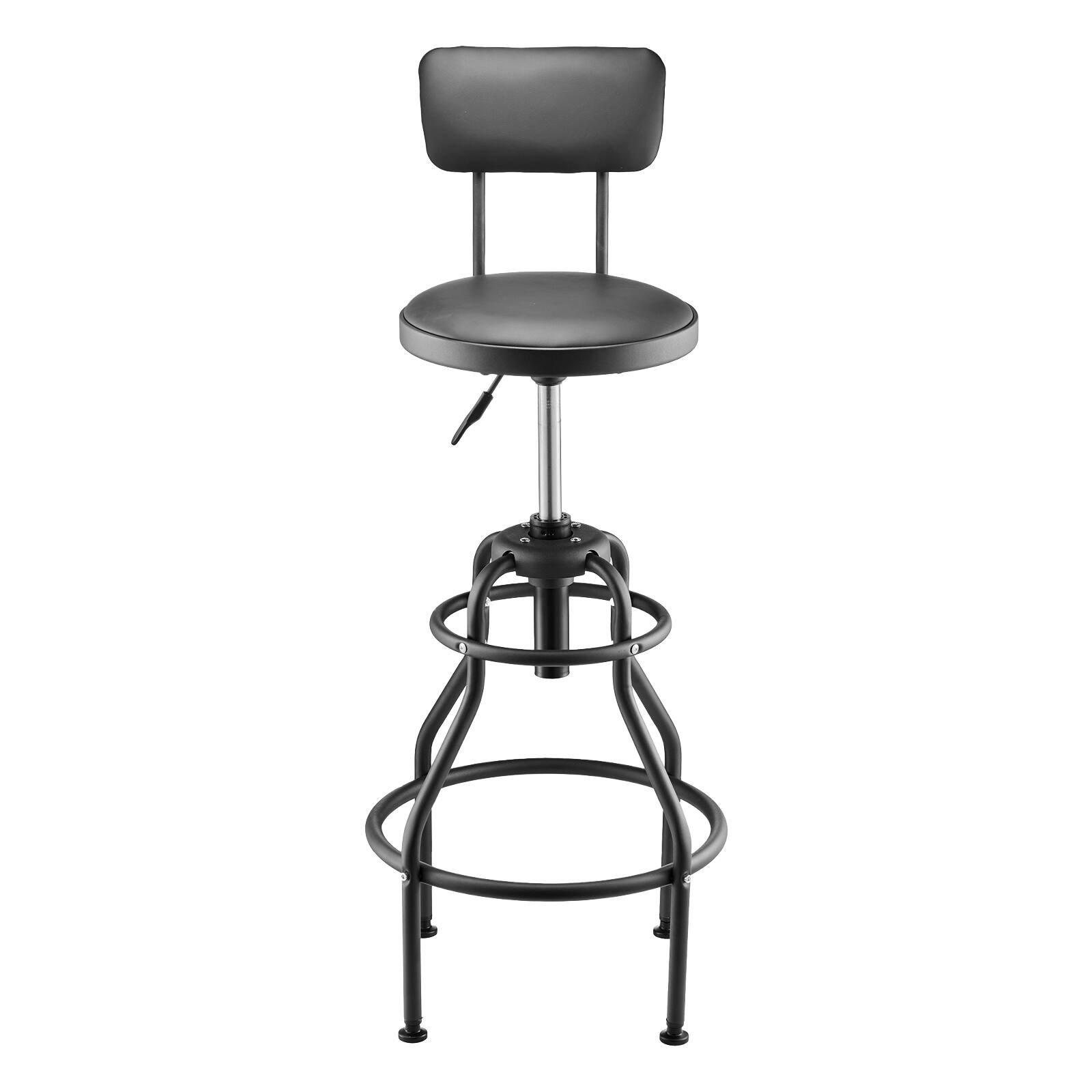 Alt View 5. VEVOR - Shop Stool with Backrest, Pneumatic Garage Seat/Work Stool with 300 lbs Capacity, Adjustable Height Roller Creeper Seat - Black.