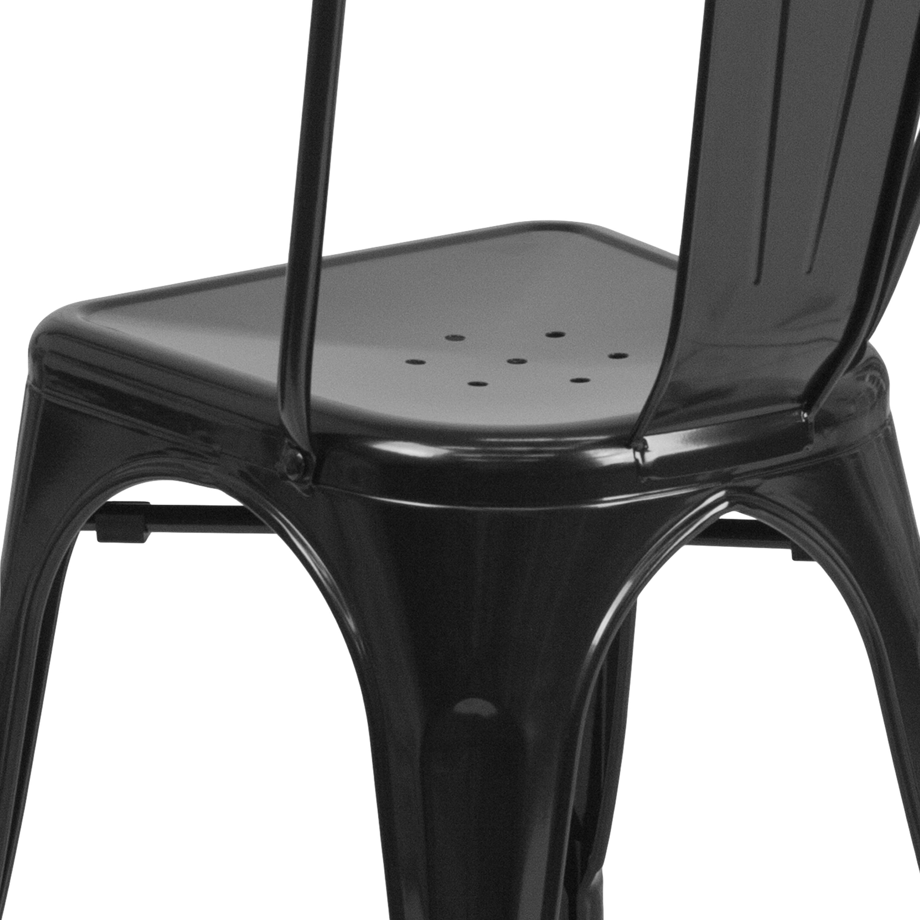 Alt View 8. Emma + Oliver - Commercial Grade Colorful Metal Indoor-Outdoor Stackable Dining Chair - Black.