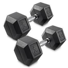 Philosophy Gym - Pair of Rubber Coated Hex Dumbbell - Cast Iron Hand Weight Set - Black