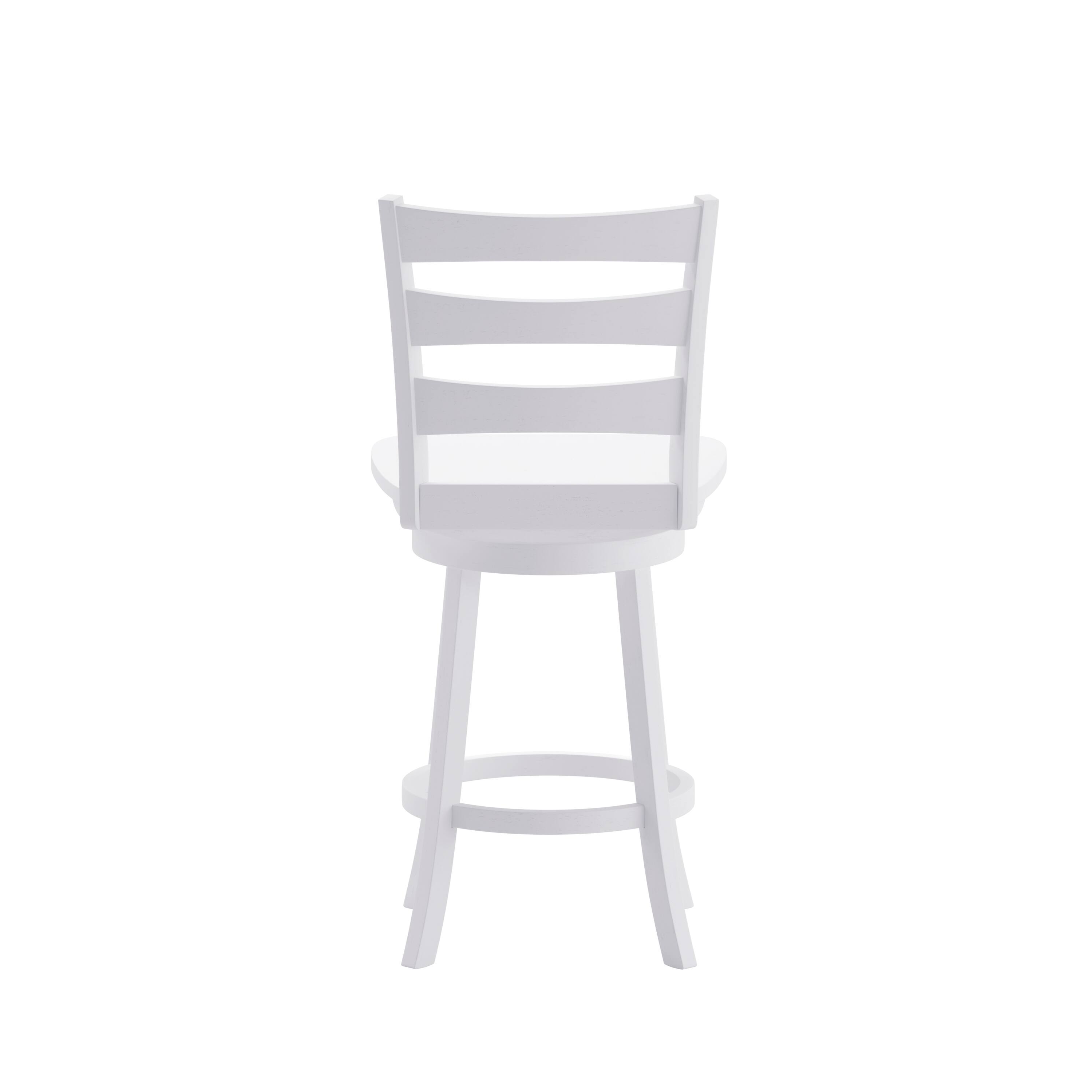Back. Flash Furniture - Liesel Commercial Grade Wooden Classic Ladderback Swivel Counter Height Barstool with Solid Wood Seat, Antique White Was - White.