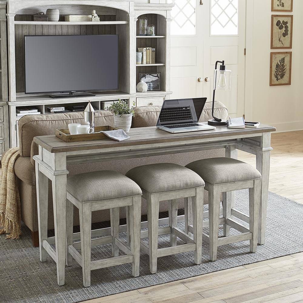 Left. Liberty Furniture Industries - Upholstered Console Stool - White.
