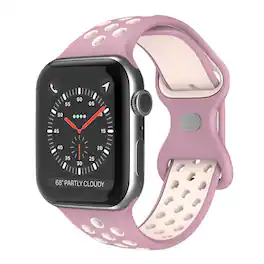 StrapsCo - ColorBlock Active Strap Silicone Rubber Watch Band For Apple Watch - 40mm/41mm/42mm (Medium-Long) - Mauve & Light Pink