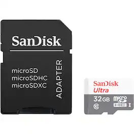 SANDISK - 32GB Ultra UHS-I microSDHC Memory Card with SD Adapter