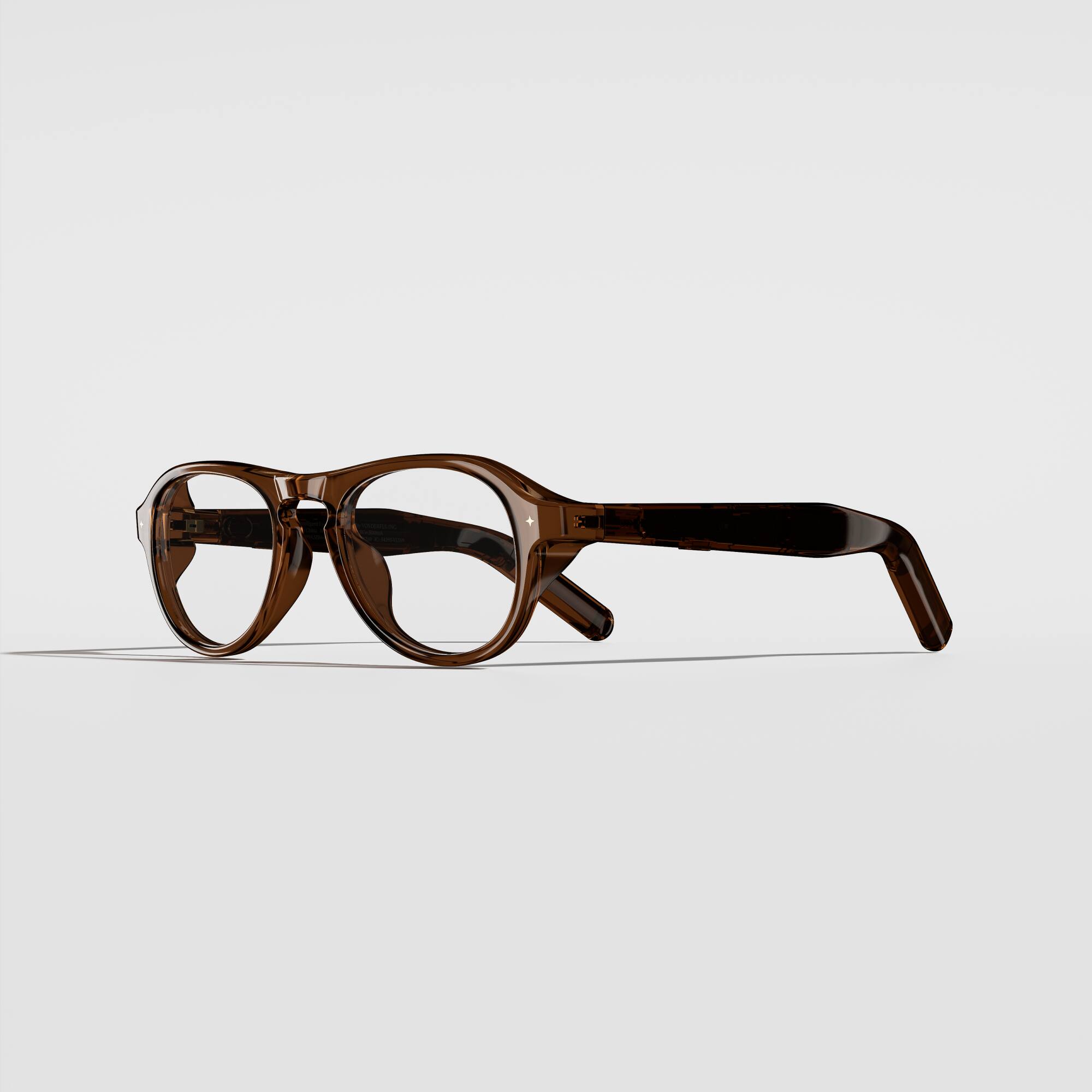 Front. VONDER - PALERMO AI Smart Glasses w/Memory, 16h+ Battery, Premium Audio, No Camera or Display, Prescription-Ready - Clear Lenses - Whiskey.