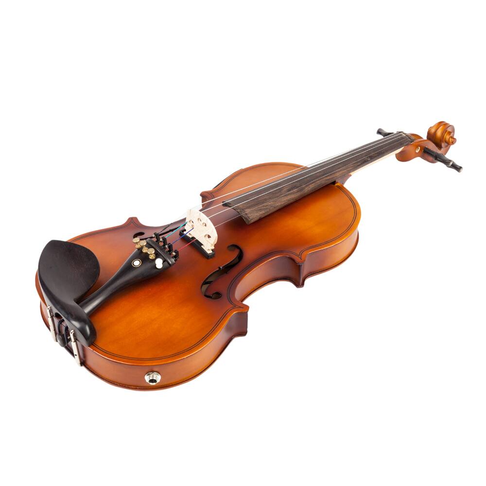Back. Winado - 4/4 Solid Wood EQ Violin Case Bow Violin Strings Shoulder Rest Electronic Tuner Connecting Wire Cloth Matte - Matte.