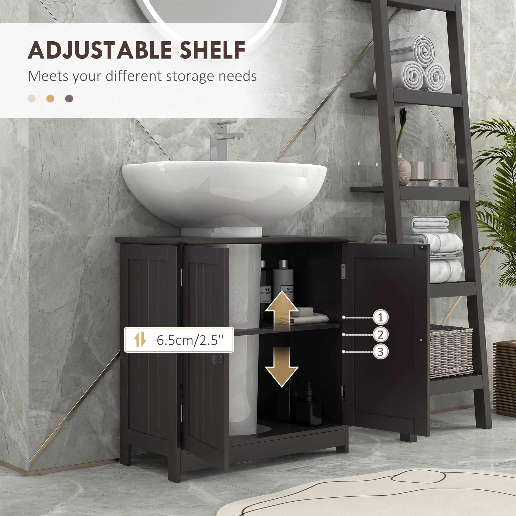 ADJUSTABLE SHELF  
Meets your different storage needs  

6.5cm/2.5"  

1  
2  
3