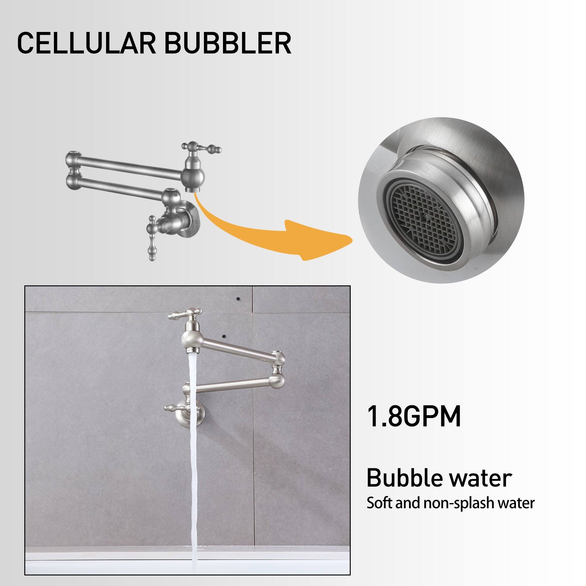 CELLULAR BUBBLER
1.8GPM
Bubble water
Soft and non-splash water