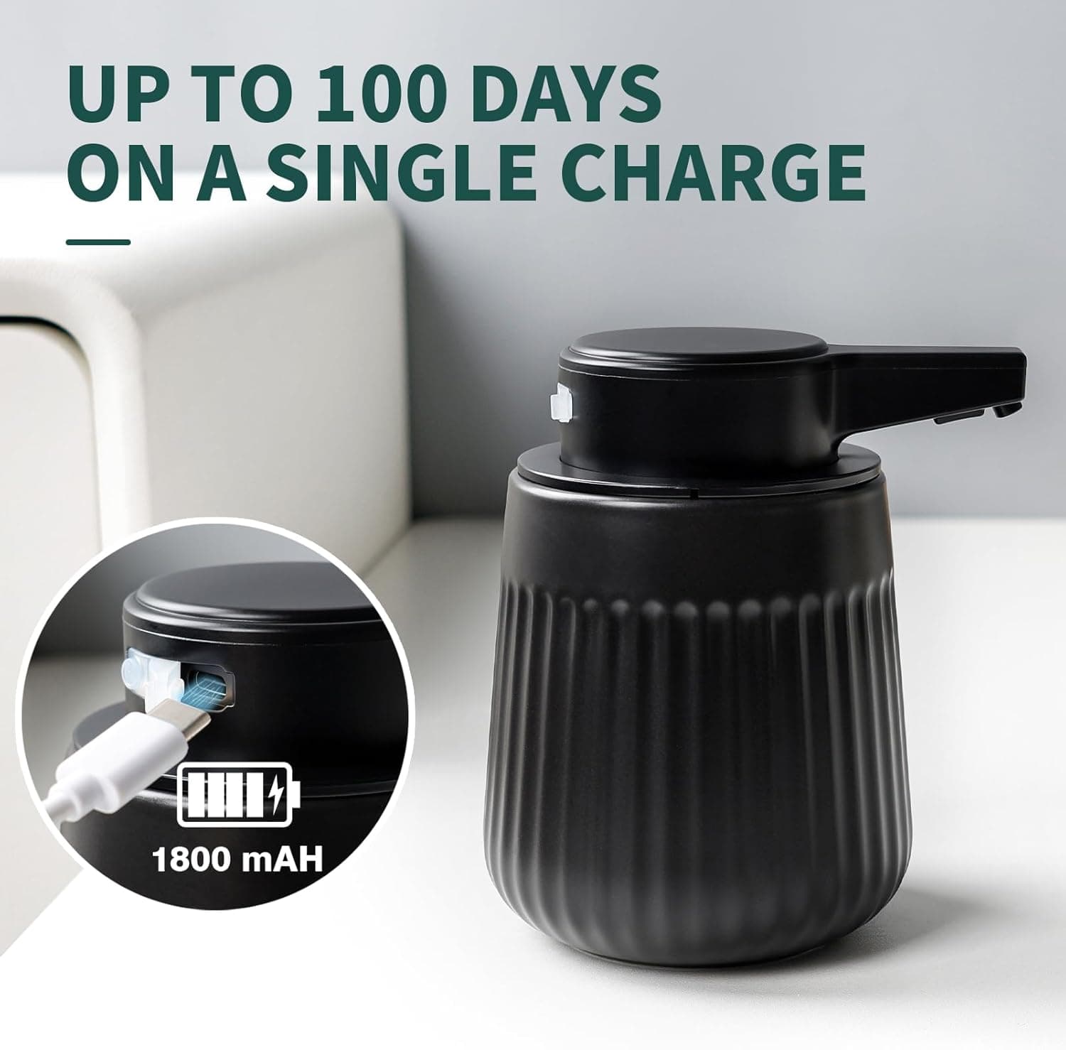 UP TO 100 DAYS ON A SINGLE CHARGE

1800 mAH