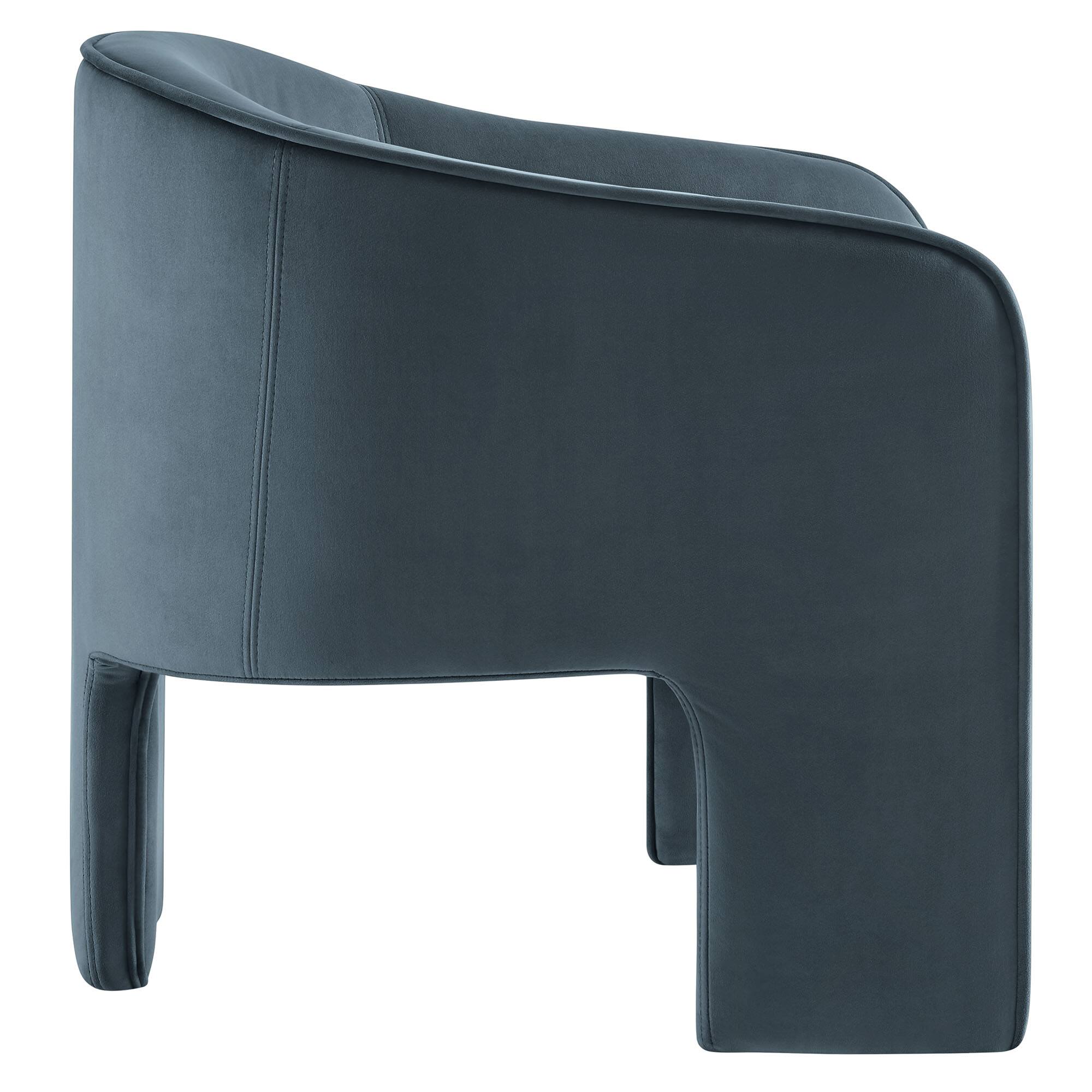 Back. Modway - Greer Performance Velvet Upholstered Accent Armchair by Modway - Blue.