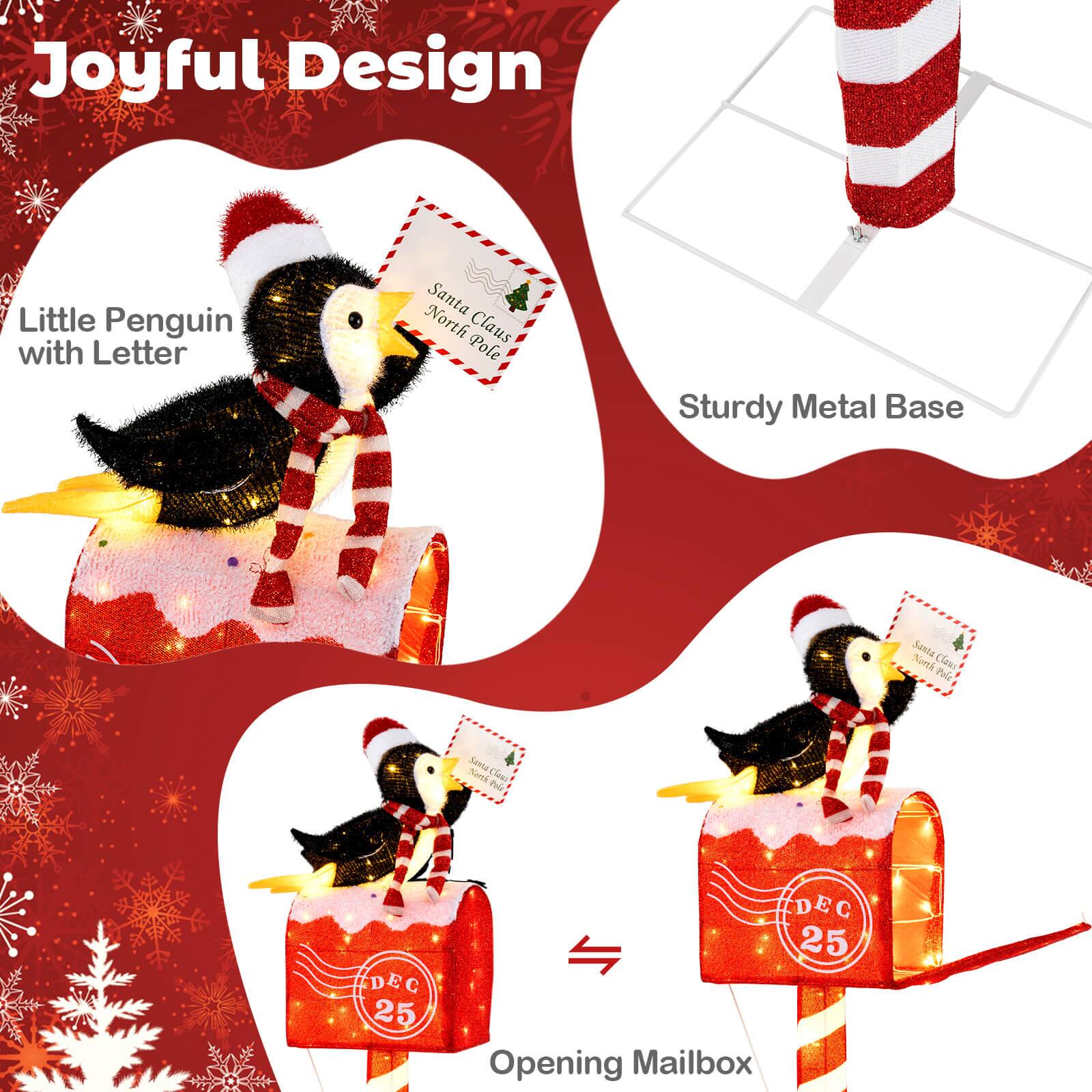 Joyful Design

Little Penguin with Letter

Sturdy Metal Base

DEC 25

Opening Mailbox
