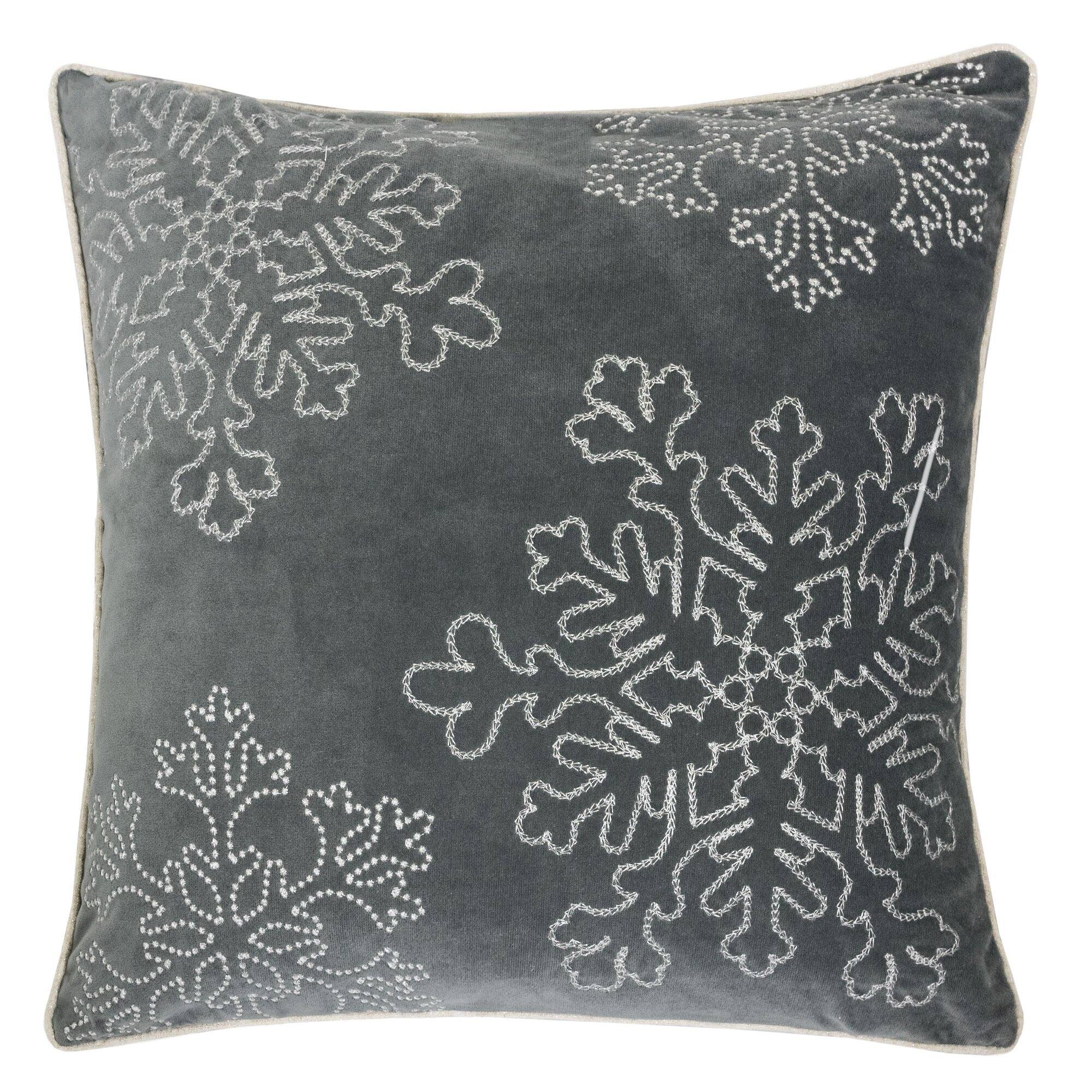 Front. LuXeo - Embroidery Velvet Throw Pillow - GRAY.