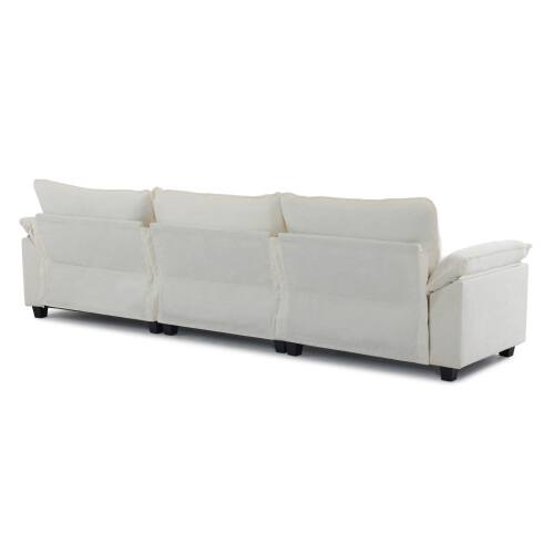 Alt View 1. Winado - Sectional Modular Deep Seat Sofa Couch with Ottoma, Chenille Sofa Sleeper Comfy Upholstered Furniture for Living Room - White.