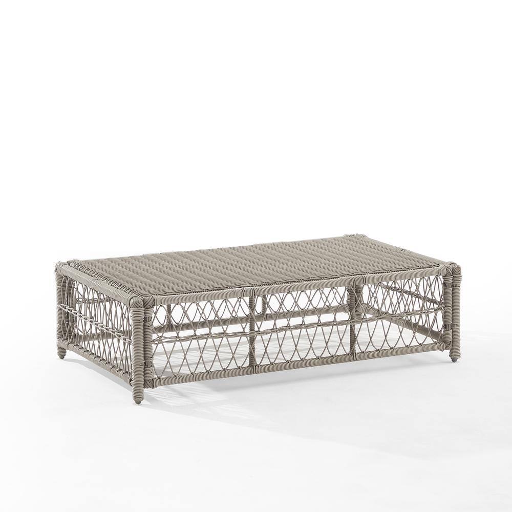 Back. Crosley Furniture - Thatcher Wicker Outdoor Coffee Table Ottoman - Creme.